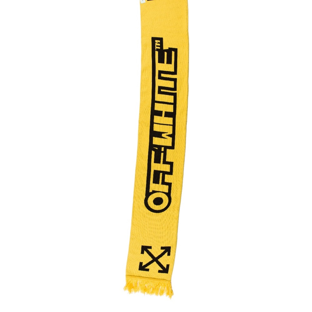 SOLD ON TRR … Off-White Fire Tape Wool Scarf
